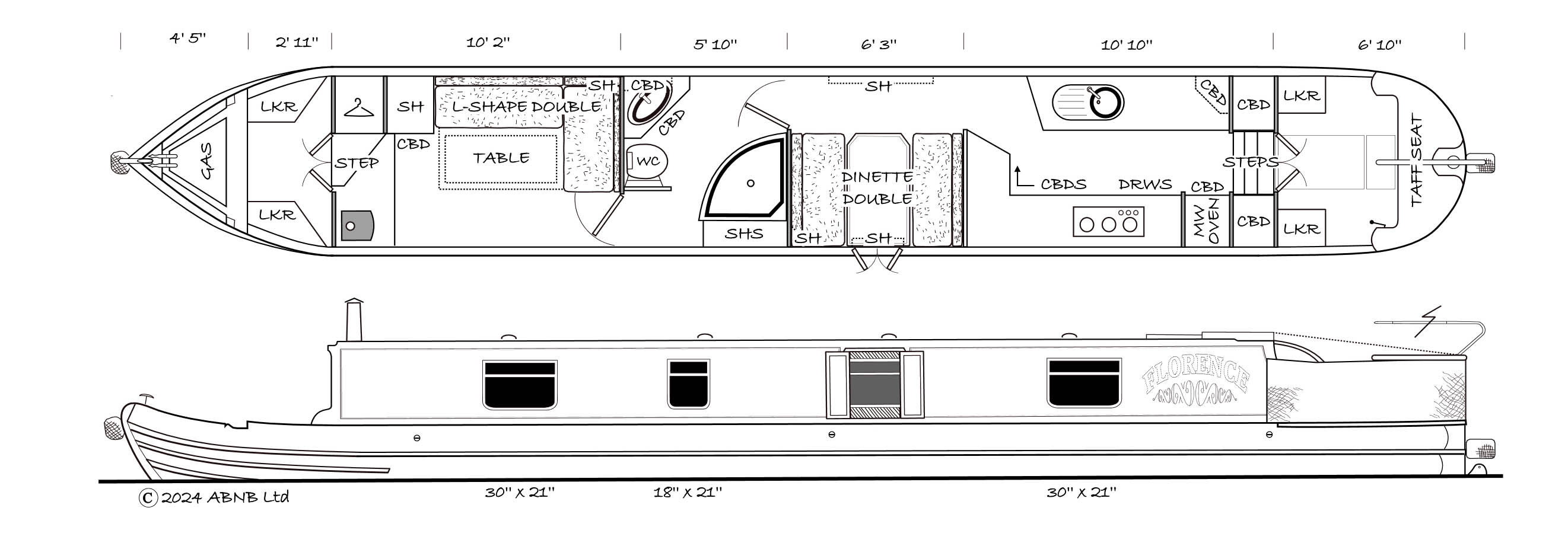 FLORENCE boat drawing