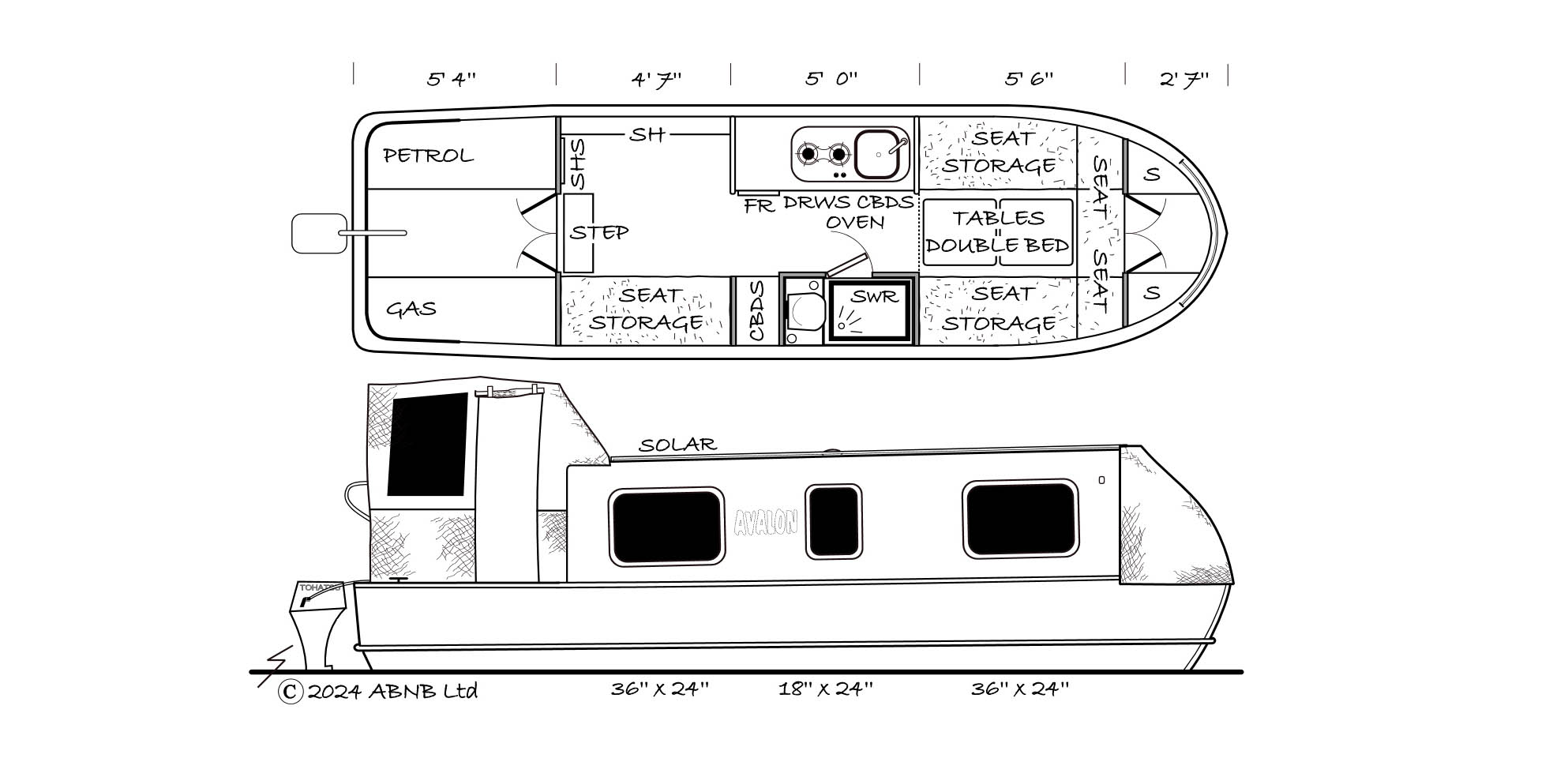 AVALON boat drawing