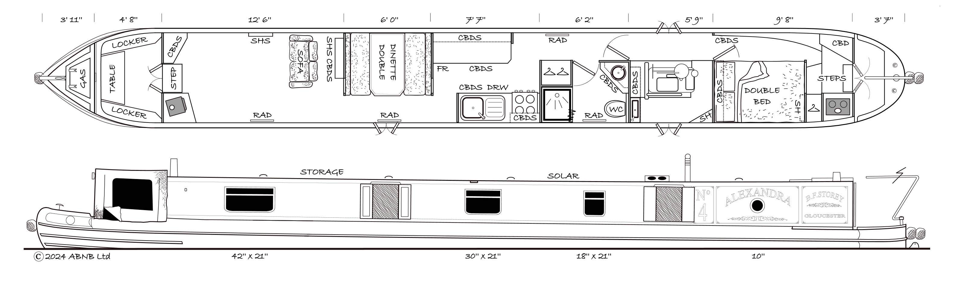 ALEXANDRA NO 4 boat drawing