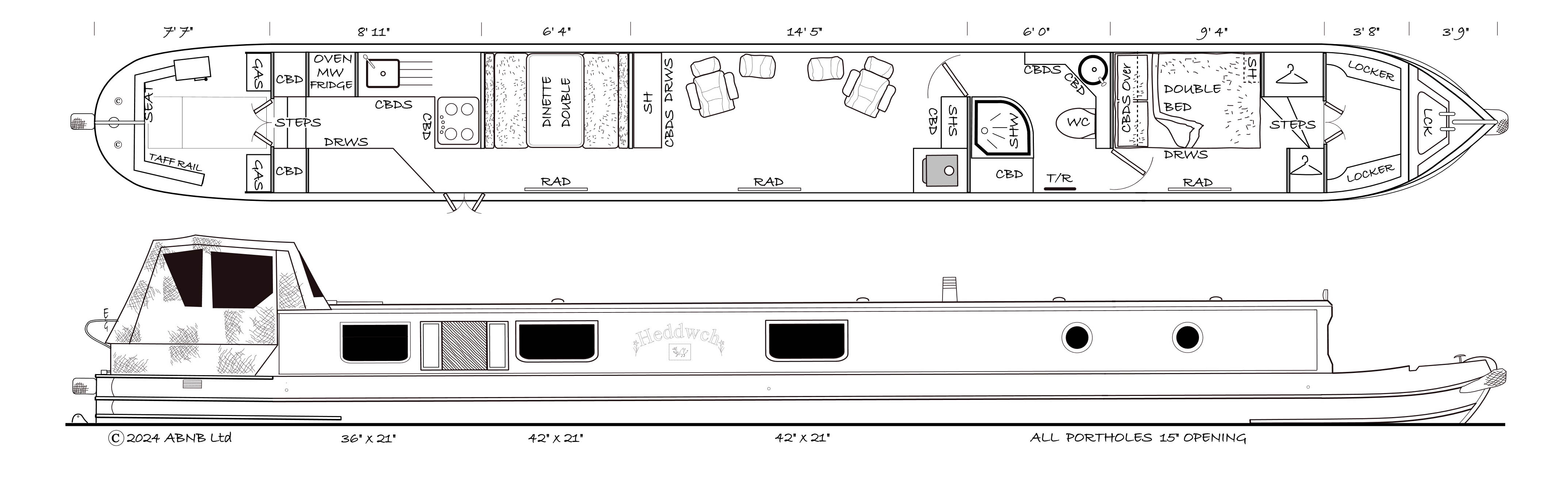 HEDDWCH boat drawing