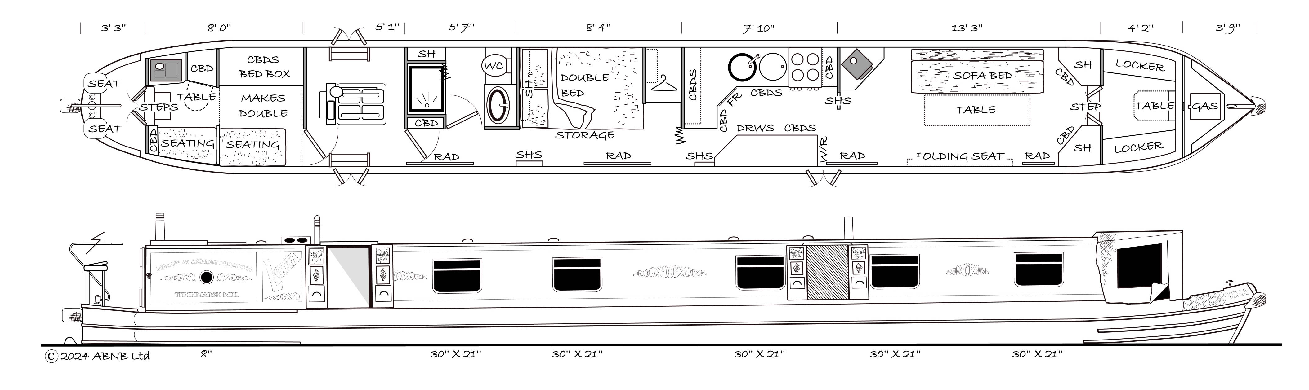 LEXA boat drawing