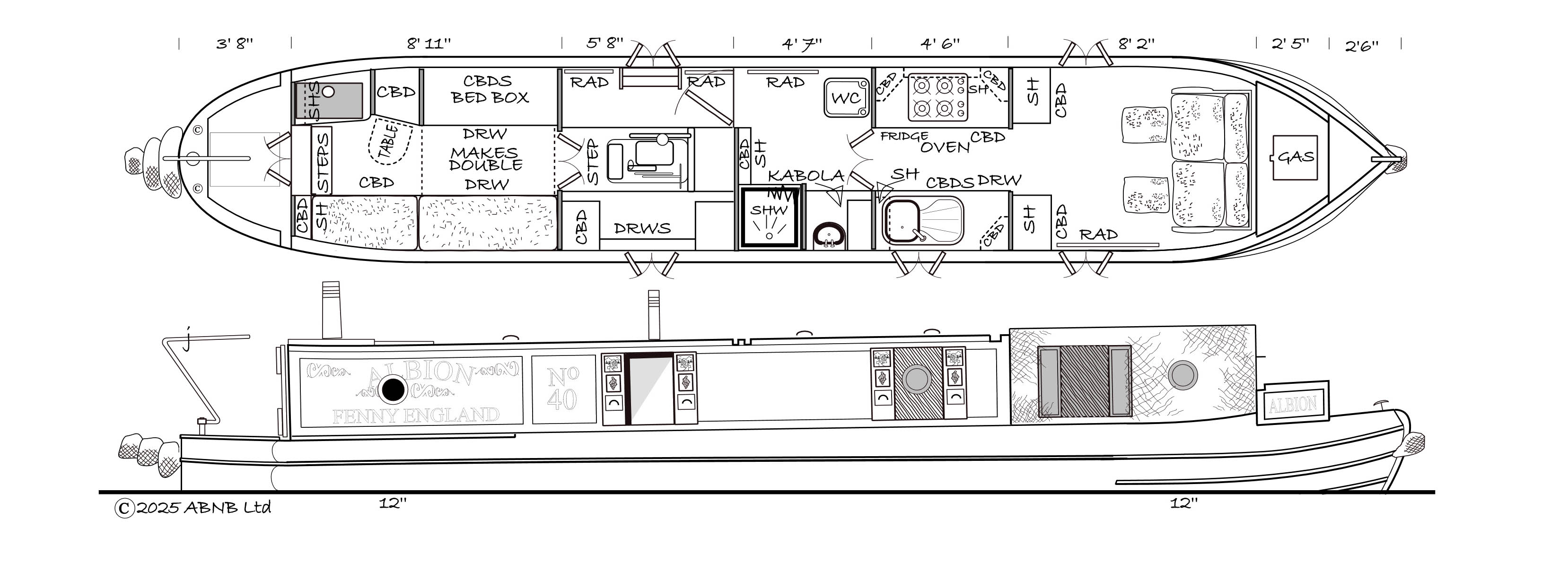 ALBION boat drawing