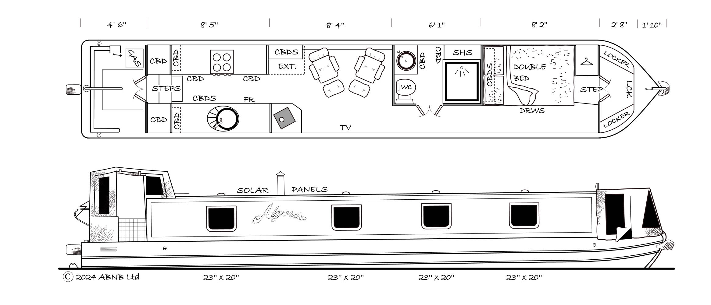 ALEGRIA boat drawing