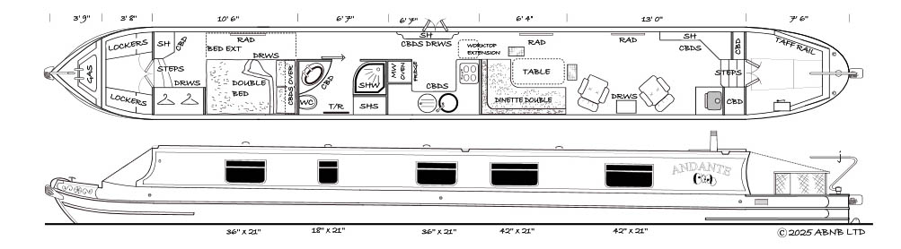 ANDANTE boat drawing