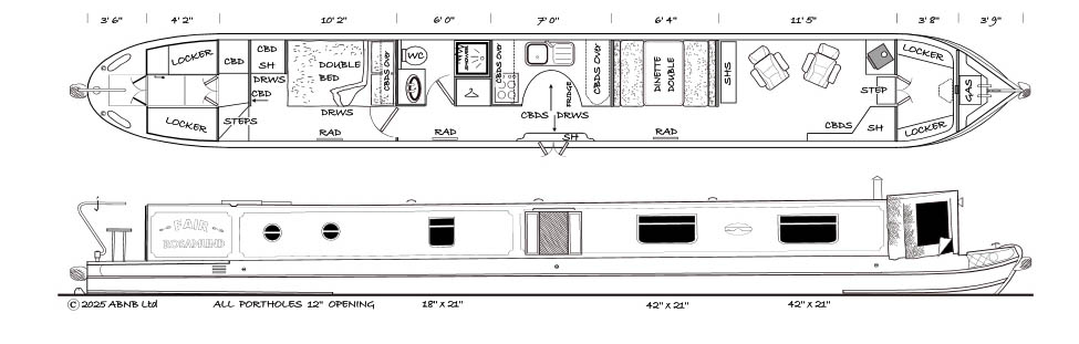 FAIR ROSAMUND boat drawing